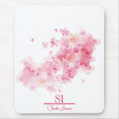 Gepersonaliseerde Bloemmonogram Mousepad|Gepersona Muismat (Voorkant)