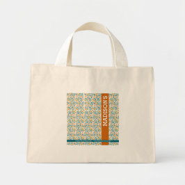 Gepersonaliseerde Bloemmonogram & Naam Mini Tote Bag
