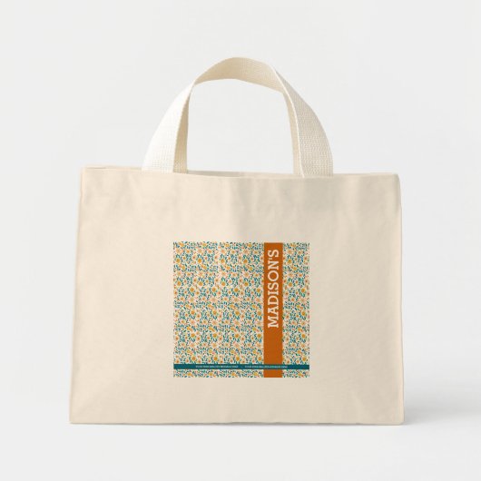 Gepersonaliseerde Bloemmonogram & Naam Mini Tote Bag (Voorkant)