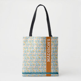 Gepersonaliseerde Bloemmonogram & Naam Tote Bag