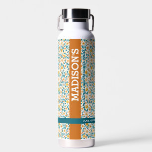 Gepersonaliseerde Bloemmonogram & Naam Waterfles