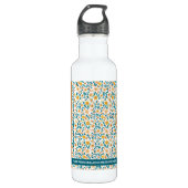 Gepersonaliseerde Bloemmonogram & Naam Waterfles (Voorkant)