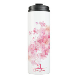 Gepersonaliseerde Bloemmonogram Thermische Tumbler Thermosbeker