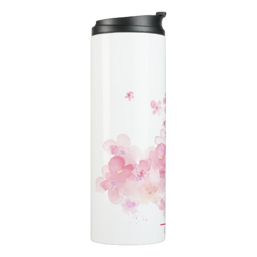 Gepersonaliseerde Bloemmonogram Thermische Tumbler Thermosbeker (Gedraaid links)