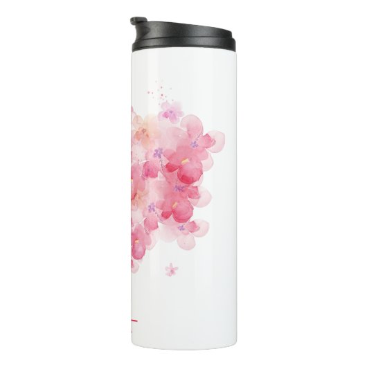 Gepersonaliseerde Bloemmonogram Thermische Tumbler Thermosbeker (Geroteerd rechts)