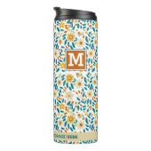 Gepersonaliseerde Bloemmonogram Thermische Tumbler Thermosbeker (Geroteerd rechts)
