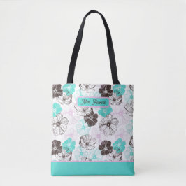 Gepersonaliseerde bloemmotief Canvas tas