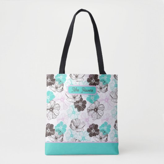 Gepersonaliseerde bloemmotief Canvas tas (Voorkant)