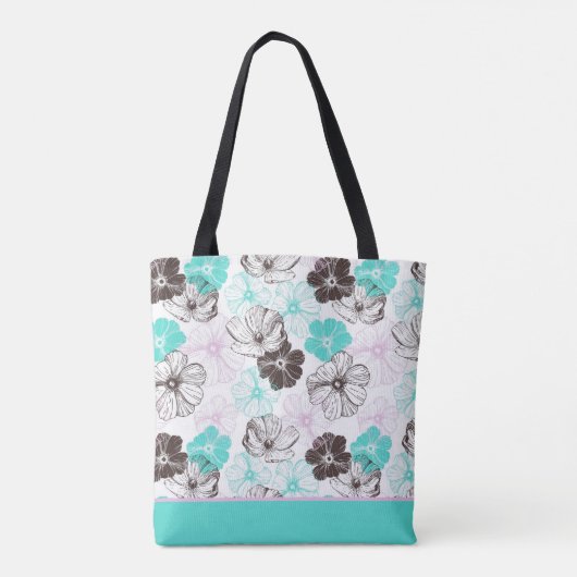 Gepersonaliseerde bloemmotief Canvas tas (Achterkant)