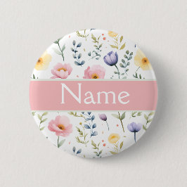 Gepersonaliseerde bloemnaam Button