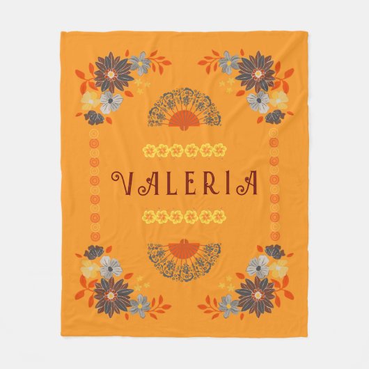 Gepersonaliseerde Bloemnaam Hispanic Fleece Deken (Voorkant)