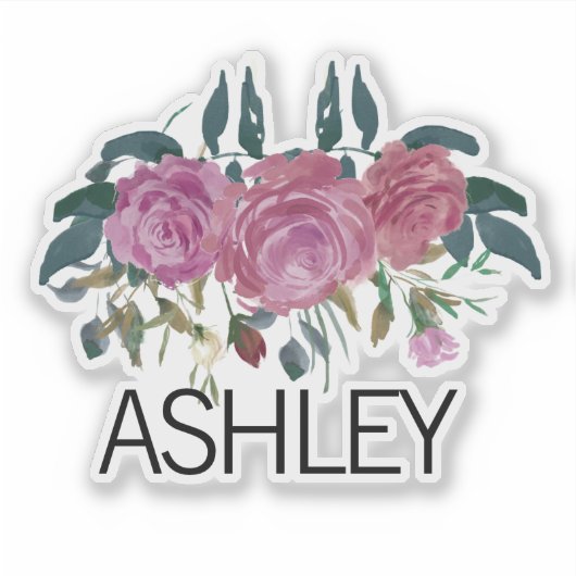 Gepersonaliseerde bloemnaam laptop sticker (Voorkant)