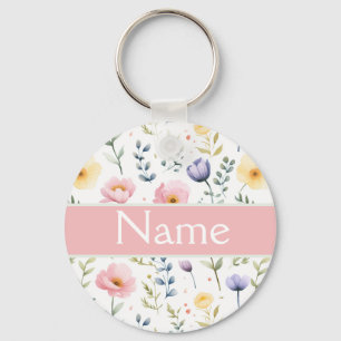 Gepersonaliseerde bloemnaam sleutelhanger