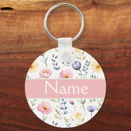 Gepersonaliseerde bloemnaam sleutelhanger (Voorkant)