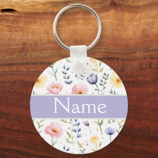 Gepersonaliseerde bloemnaam sleutelhanger (Voorkant)