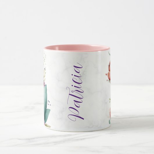 Gepersonaliseerde bloemontwerp keramische Mok (Midden)