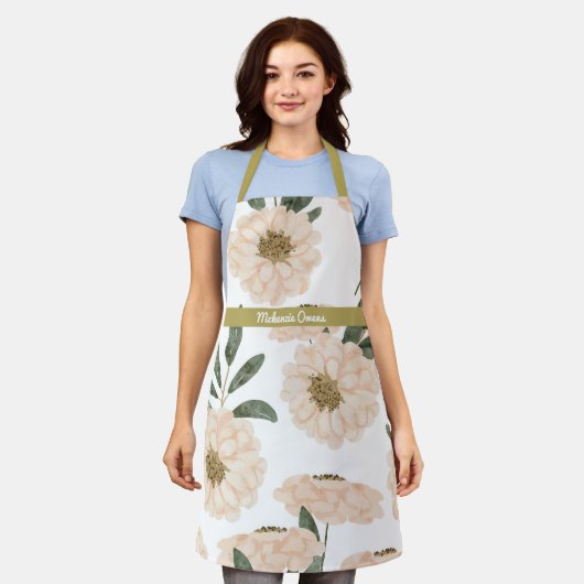 Gepersonaliseerde Bloempatronen Vrouwen Schort (Gedragen)