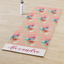 Gepersonaliseerde Bloemperzik Patroon Yoga Mat