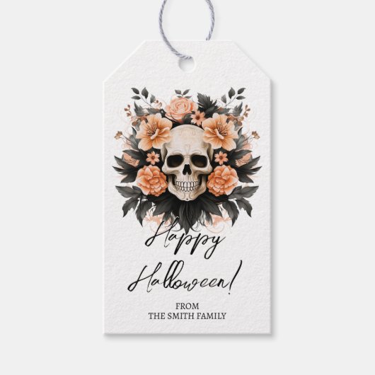Gepersonaliseerde bloemschedel cadeaulabel (Voorkant)