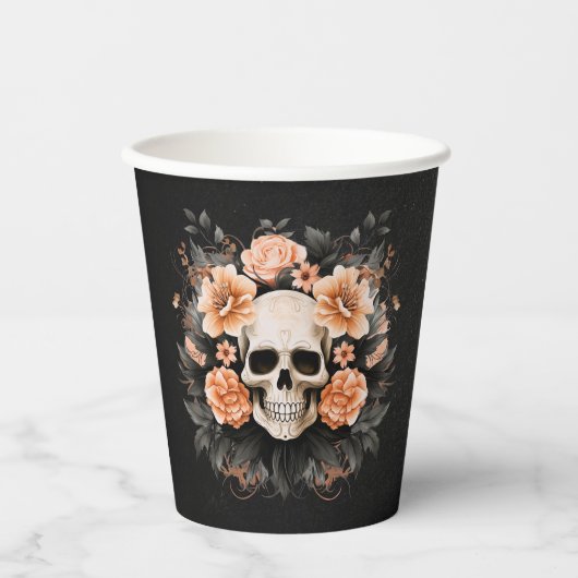 Gepersonaliseerde  bloemschedel papieren bekers (Voorkant)