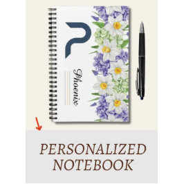 Gepersonaliseerde Bloemspiraal Notitieboek met Ini