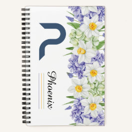Gepersonaliseerde Bloemspiraal Notitieboek met Ini
