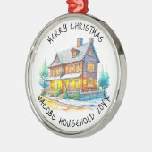 Gepersonaliseerde blokhut kerst metalen ornament (Links)