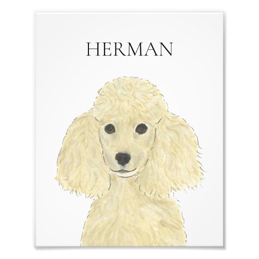 Gepersonaliseerde blond tan gouden poedel kunst foto afdruk (Voorkant)