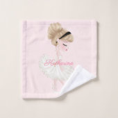 Gepersonaliseerde Blonde Ballerina Pink Floral Bad Handdoek (Wasdoekje)
