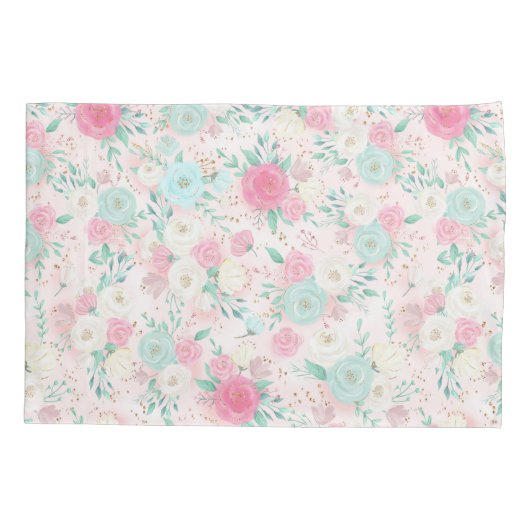 Gepersonaliseerde Blonde Ballerina Pink Floral Kussensloop (Achterkant)