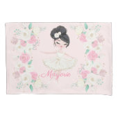 Gepersonaliseerde Blonde Ballerina Pink Floral Pil Kussensloop (Voorkant)