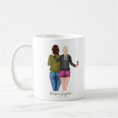 Gepersonaliseerde Blonde Brunette Beste vrienden Koffiemok (Links)
