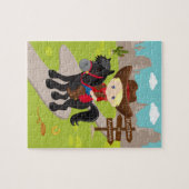 Gepersonaliseerde Blonde Cowboy Jigzaag Puzzle Legpuzzel (Horizontaal)