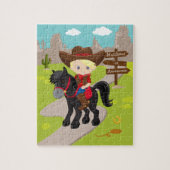 Gepersonaliseerde Blonde Cowboy Jigzaag Puzzle Legpuzzel (Verticaal)