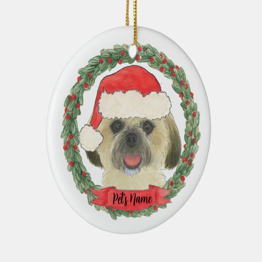 Gepersonaliseerde Blonde Golden Tan Shih Tzu Keramisch Ornament (Rechts)