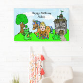 Gepersonaliseerde Blonde Haire Prince Birthday Ban Spandoek (Insitu)