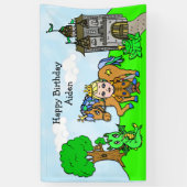 Gepersonaliseerde Blonde Haire Prince Birthday Ban Spandoek (Verticaal)