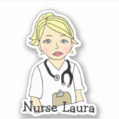 Gepersonaliseerde blonde verpleegkundige of zorgve sticker (Voorkant)
