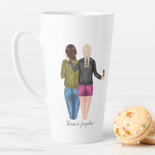 Gepersonaliseerde Blondes maken de beste vrienden Latte Mok (In situ)