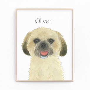 Gepersonaliseerde blondine gouden shih tzu kunst foto afdruk