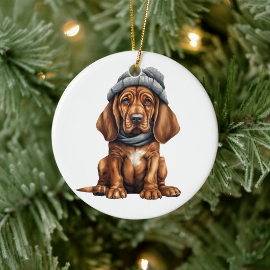 Gepersonaliseerde Bloodhound Hondenkunst Keramisch Ornament (Boom)