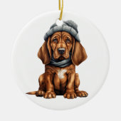 Gepersonaliseerde Bloodhound Hondenkunst Keramisch Ornament (Voorkant)