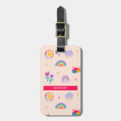 Gepersonaliseerde Blooms & Rainbows Bagagelabel (Voorkant verticaal)