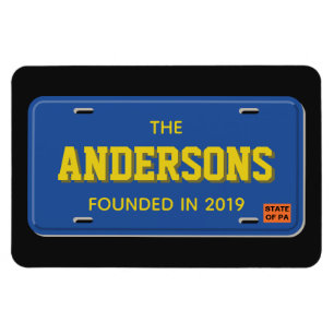 Gepersonaliseerde Blue and Gold License Bord Magneet