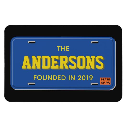 Gepersonaliseerde Blue and Gold License Bord Magneet (Horizontaal)