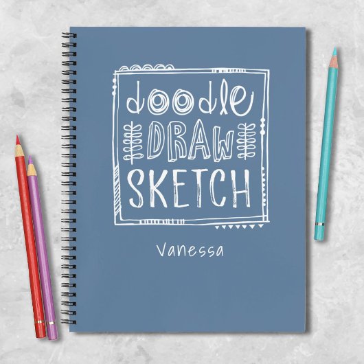 Gepersonaliseerde Blue Artist Sketchbook Notitiebo Notitieboek