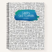 Gepersonaliseerde Blue Artist Sketchbook Notitiebo Notitieboek (Voorkant)