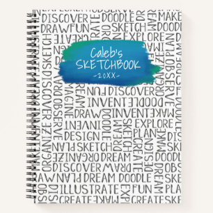 Gepersonaliseerde Blue Artist Sketchbook Notitiebo Notitieboek