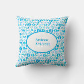 Gepersonaliseerde Blue Baby Boy Baby shower kinder Kussen (Achterkant)