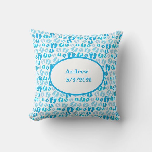 Gepersonaliseerde Blue Baby Boy Baby shower kinder Kussen (Voorkant)